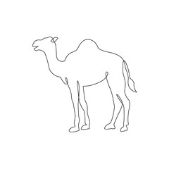 Minimalistic One Line Camel Icon. Line drawing animal tattoo. Arabic Camel one line hand drawing continuous art print, Vector Illustration. Free single line drawing of camel