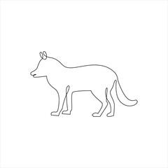 Minimalist One Line Fox or Dog Icon. Line drawing animal tattoo. Dog or Fox one line hand drawing continuous art print, Vector Illustration. Free single line drawing of Fox or Dog
