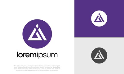 Initials AI logo design. Initial Letter Logo. Technology Logo Design. Triagle Logo.	
