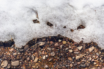 Spring mud, snow is melting.