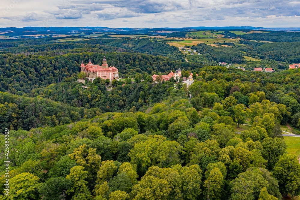 Wall mural aerial landscape on the ksiaz castle in lower silesia. poland.