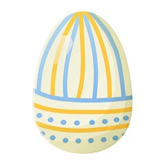 Cute realistic Easter egg painted with traditional folk ornament . Can be used as easter hunt element for web banners, posters and web pages. Stock vector illustration in cartoon style isolated on