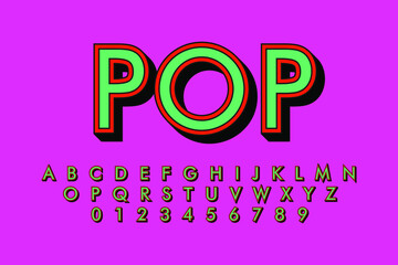 Vector of stylized bold font and alphabet