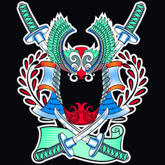 Illustration vector samurai with swords