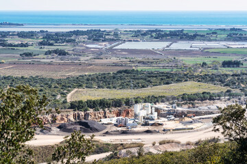 Stone career, salines and the mediterranean sea behind