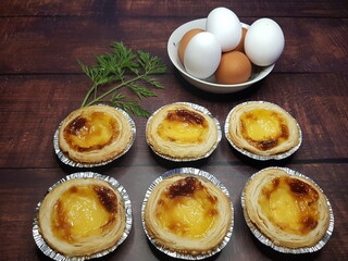 Pasteles de belem, typical lisbon cream cakes for a good snack