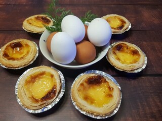 Traditional belem cakes or typical cream cakes from Portugal