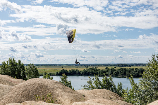 A paraglider on the sky