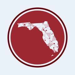 Florida icon. Trendy tech logo of the us state. Geometric mesh round design. Technology, internet, network, telecommunication concept. Vector illustration.