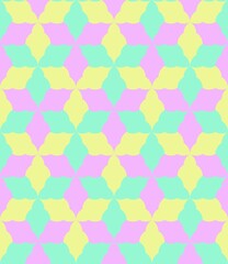 Seamless pastel pattern. Template for fabric. Stylish background for cards. Abstract decor. Textile design. Fashionable color combinations. Spring colors. Trends. Pink. Light green. Yellow. 