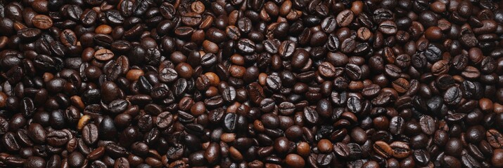 Coffee beans. Coffee background. Robusta and Arabica roasted coffee beans..Traces of fungus in...