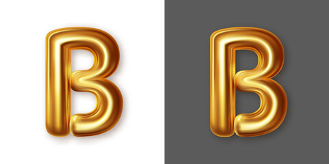 Metallic gold alphabet letter symbol - B. Vector