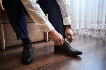 businessman clothes shoes, man getting ready for work,groom morning before wedding ceremony. Men Fashion