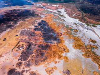 Fototapeta na wymiar Aerial view of a desert lake landscape