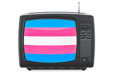 TV set with transgender flag, 3D rendering