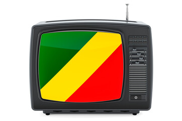 Congolese Television concept. TV set with flag of Congo. 3D rendering
