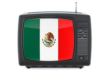 Mexican Television concept. TV set with flag of Mexico. 3D rendering