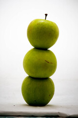 Group of green apples on a white background, Vitamin D, health food