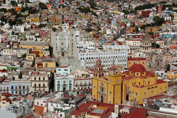 Panoramic view of a colorful colonial mexican city part of Unesco