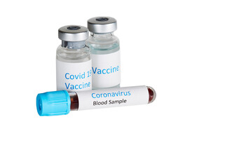 Coronavirus Blood Sample with Vaccine Bottles