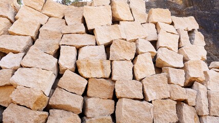 Pile and Stack of Sandstone in Quarry

