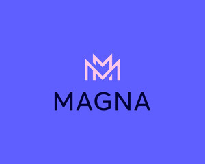 Abstract crown, letter M logo design template. Universal creative minimalistic monogram symbol. Elegant vector icon sign logotype.