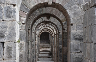 Pergamon, Turkey - a well preserved site from ancient Greek and Roman period, Pergamon is a Unesco World Heritage. Here in particular a glimpse of the archeological area