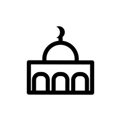 mosque icon vector illustration on white background. Mosque Outline black icon