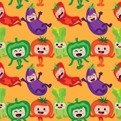 seamless pattern with cute vegetables