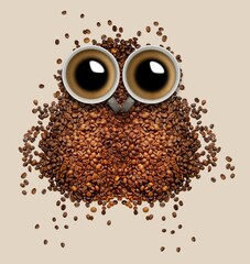 coffee beans and cup