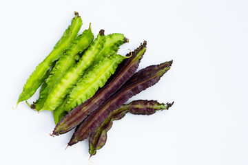 Winged bean on white background.