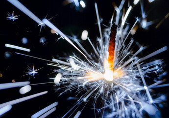 Obraz premium Bengal fires, beautiful sparks on a black background