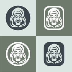 Hooded man head mascot
