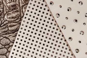 Leather samples of different type and quality for choice