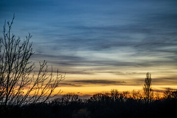 Cloudy sunset sky