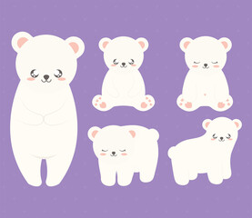 Obraz na płótnie Canvas five cute bears