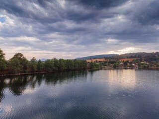 cloudy day over a big lake in Michoacan