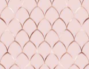 Art deco seamless pattern with bronze geometric shapes.