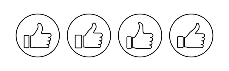 Thumbs up icon set. Hand like. Like icon vector.