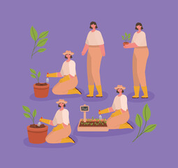 cute planters illustrations