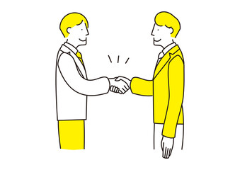 握手をするスーツ男性2人