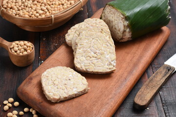 fresh raw tempeh isolated on white background