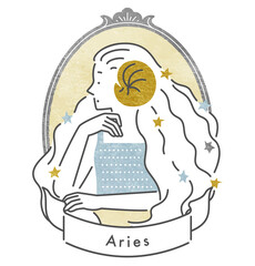 十二星座のおひつじ座の女の子・フレームあり（ベクター）