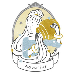 十二星座のみずがめ座の女の子・フレームあり（ベクター）