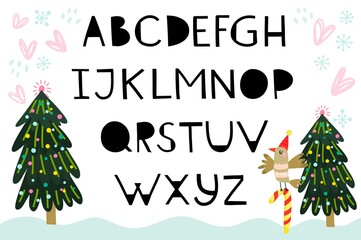 Vector set of alphabet hand drawn letters.
