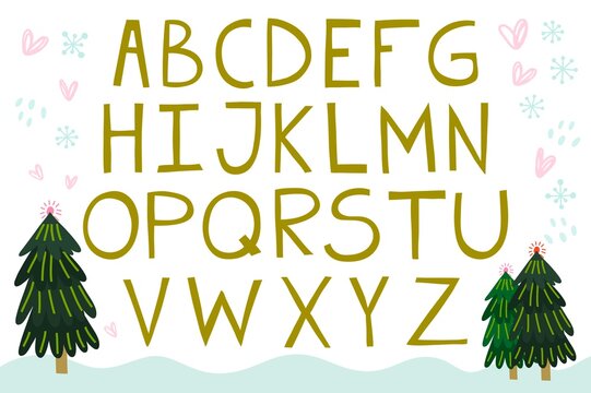Vector set of alphabet hand drawn letters.

