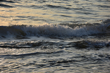 sea waves and sunset