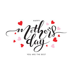Happy Mothers Day lettering. Abstract greeting card design with polka dots. Gift card. Happy Mothers Day, I love you