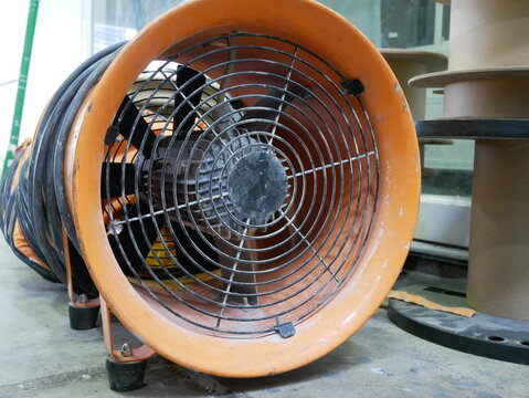 Tube Fan With Confined Space Portable Ventilation Fans And Exhaust Fans  From Exit Door At Factory Stock Photo - Download Image Now - iStock
