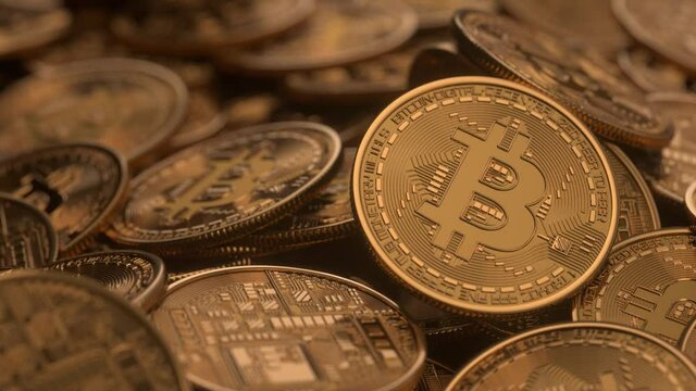 Bitcoin Cash (BCC) coin. Money futuristic network business concept. Digital background. Virtual reality, cyber. Blockchain technology, mining concept. Camera rotation. 3d animation of 4K